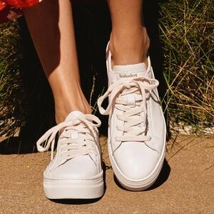 Soludos the Ibiza white platform leather sneakers size 7 NEW! So Soft!